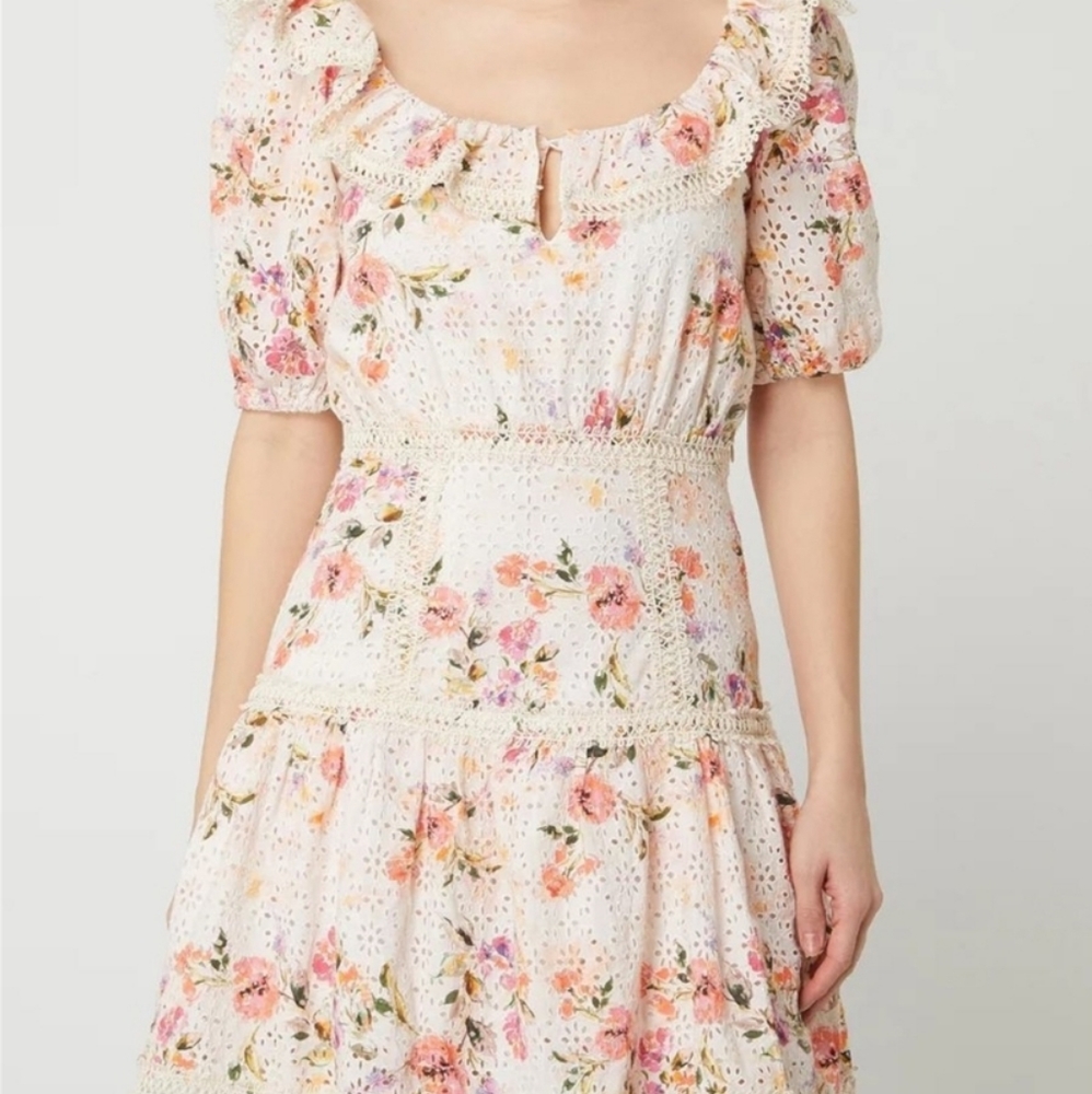 Guess Floral Dress XL Pastel Aged Flower Combo Whimsical Romantic